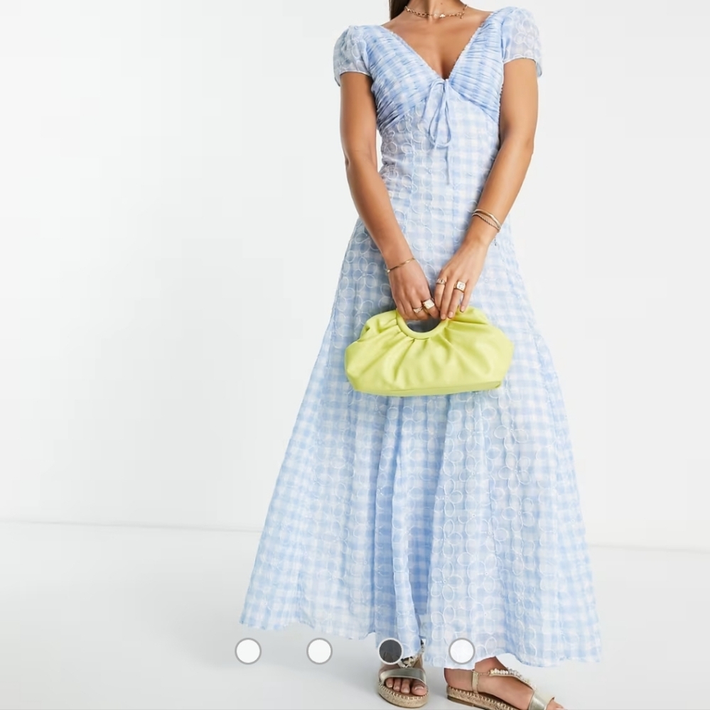 Asos Curve Ruched Maxi Dress with tie detail